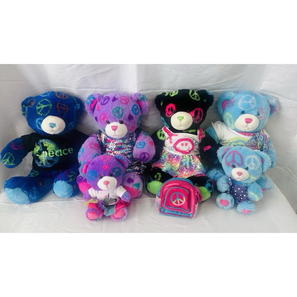 Build A Bear Peace Sign And Small Fry Plush W/outfit Backpack LOT Of 6